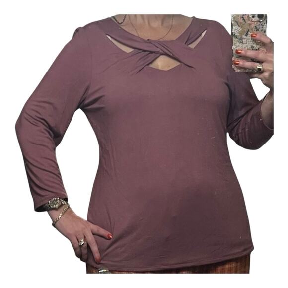 NWT Carmen Marc Valvo Women’s Rose Pink Tunic Top Stretchy Designer Blouse Sz XL - Picture 1 of 6